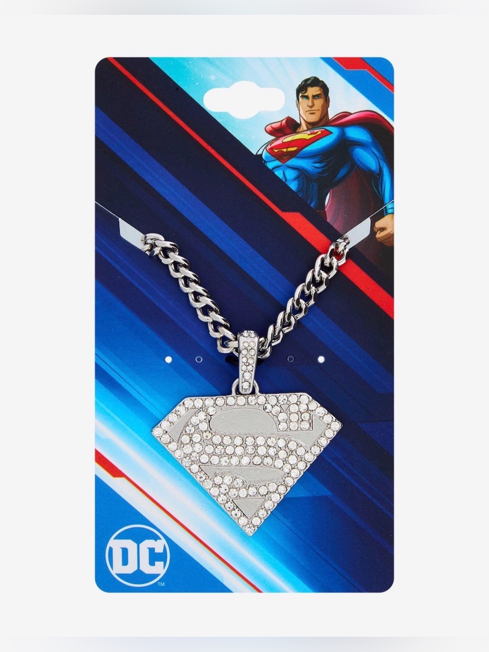 NWT DC Comics Superman bling pendant and chain set